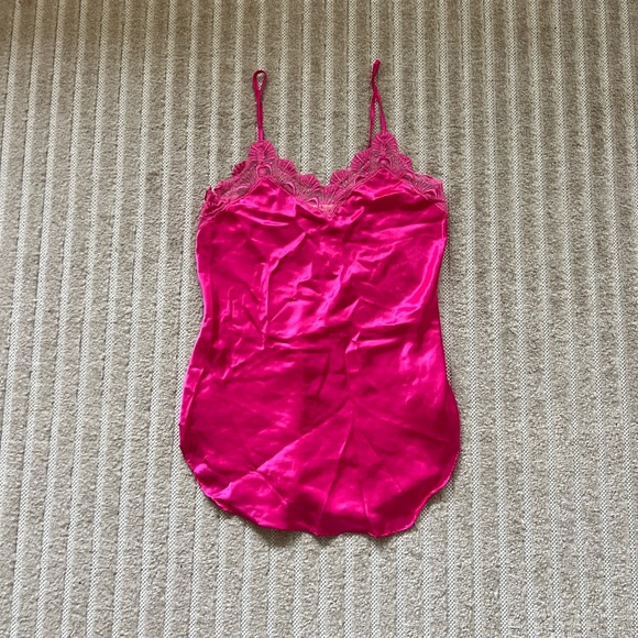Victoria's Secret Dresses & Skirts - Victoria’s Secret gold label Pink Lace Trim Satin slip dress